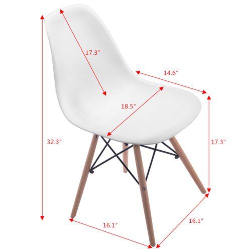  Furmax COSTWAY Set of 4 Eames Style Chair Mid Century Modern DSW Side Chair Wood Leg