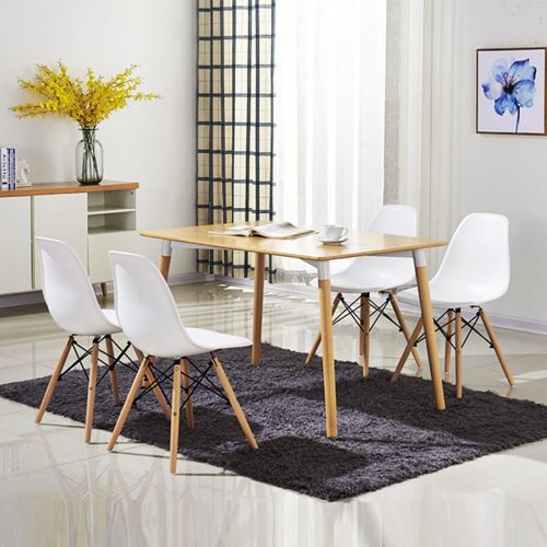  Furmax COSTWAY Set of 4 Eames Style Chair Mid Century Modern DSW Side Chair Wood Leg