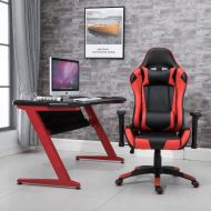 Furmax Samincom Back Large Size PU Leather Gaming Chair Office Chair Executive and Ergonomic Style Swivel Chair with Extra Soft Headrest & Lumbar Cushion (Black/Red)