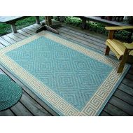 Furnish my Place Contemporary Geometric Rug, Indoor and Outdoor Area Rug, Easy to Clean, UV protected and Fade Resistant 1113, Ocean Blue