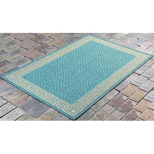  Furnish my Place Contemporary Geometric Rug, Indoor and Outdoor Area Rug, Easy to Clean, UV protected and Fade Resistant 1113, Ocean Blue