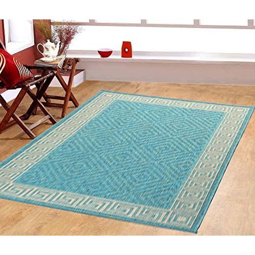 Furnish my Place Contemporary Geometric Rug, Indoor and Outdoor Area Rug, Easy to Clean, UV protected and Fade Resistant 1113, Ocean Blue
