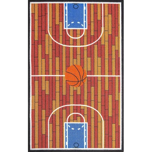  [아마존베스트]Furnish my Place 690 Rust Basketball Ground Kids Area Rug, 45 X 69