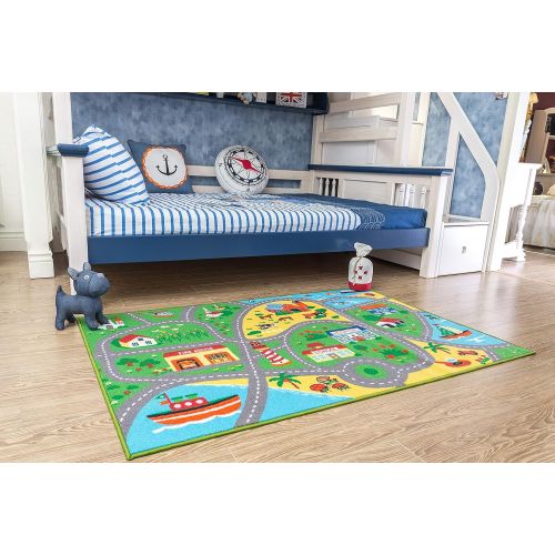  Furnish my Place City Street Map Children Learning Carpet Play Carpet Kids Rugs Boy Girl Nursery Bedroom Playroom Classrooms Play Mat Childrens Area Rug by furnishmyplace