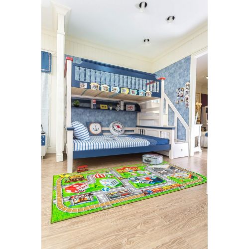  Furnish my Place City Street Map Children Learning Carpet Play Carpet Kids Rugs Boy Girl Nursery Bedroom Playroom Classrooms Play Mat Childrens Area Rug by furnishmyplace