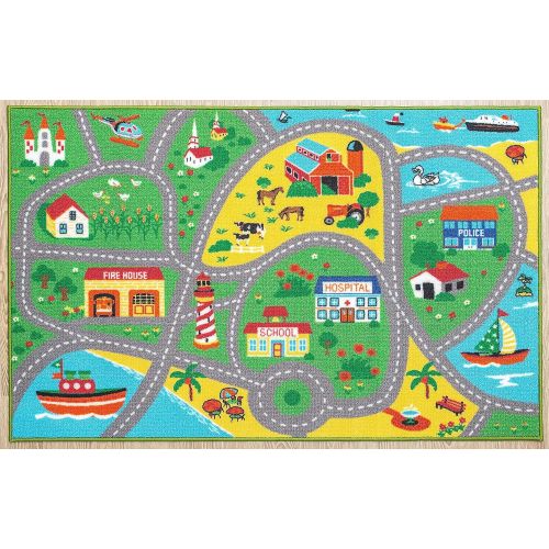  Furnish my Place City Street Map Children Learning Carpet Play Carpet Kids Rugs Boy Girl Nursery Bedroom Playroom Classrooms Play Mat Childrens Area Rug by furnishmyplace