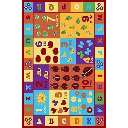  Furnish my Place Furnishmyplace Kids ABC Area Rug Educational Alphabet Letter and Numbers Multicolor Actual Size Anti-Skid, 66 X 92 Oval