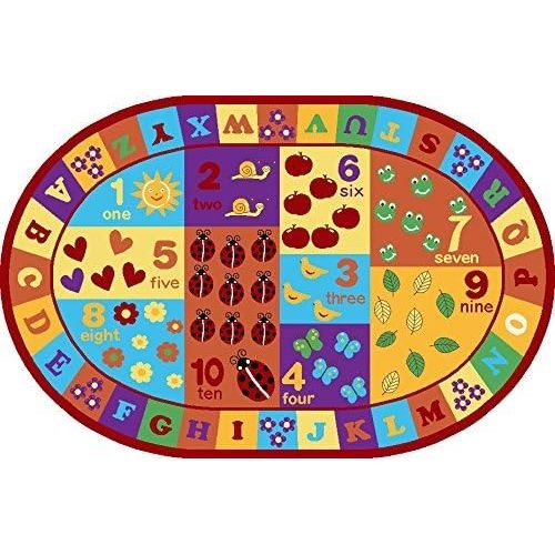  Furnish my Place Furnishmyplace Kids ABC Area Rug Educational Alphabet Letter and Numbers Multicolor Actual Size Anti-Skid, 66 X 92 Oval