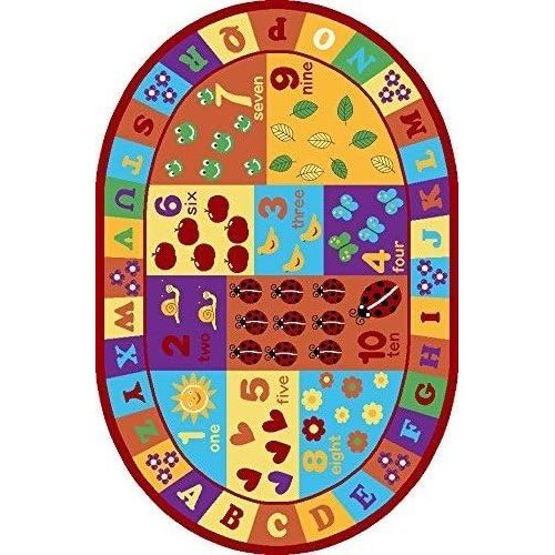 Furnish my Place Furnishmyplace Kids ABC Area Rug Educational Alphabet Letter and Numbers Multicolor Actual Size Anti-Skid, 66 X 92 Oval