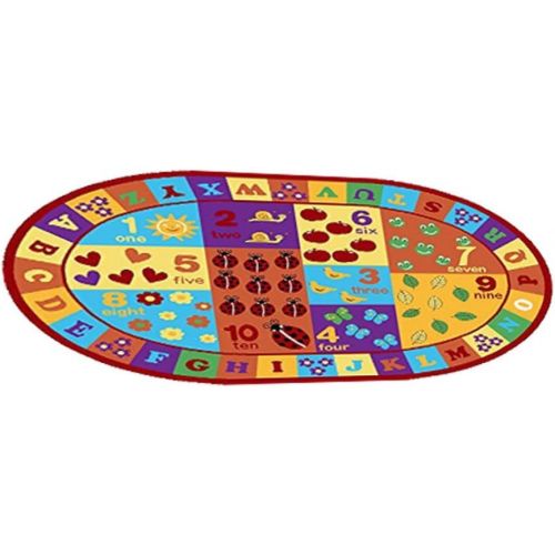  Furnish my Place Furnishmyplace Kids ABC Area Rug Educational Alphabet Letter and Numbers Multicolor Actual Size Anti-Skid, 66 X 92 Oval