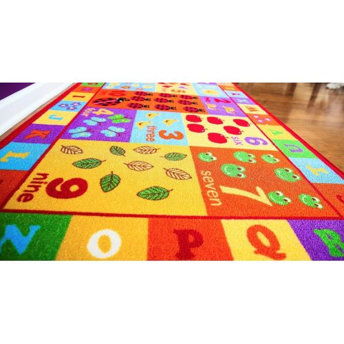 Furnish my Place Furnishmyplace Kids ABC Area Rug Educational Alphabet Letter and Numbers Multicolor Actual Size Anti-Skid, 66 X 92 Oval