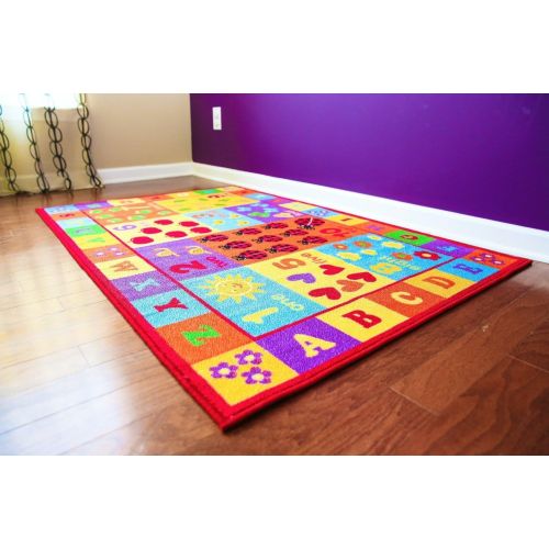  Furnish my Place Furnishmyplace Kids ABC Area Rug Educational Alphabet Letter and Numbers Multicolor Actual Size Anti-Skid, 66 X 92 Oval