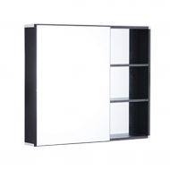 Furniture Bathroom Mirror Cabinet Wall-Mounted Bathroom Locker Bathroom Towel Rack Mirror Box Space Aluminum Rack Mirror Waterproof Sunscreen (Color : Black, Size : 606813cm)