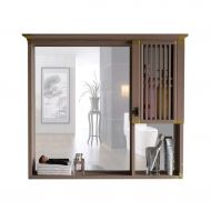 Furniture Mirror Cabinet Wall-Mounted Bathroom Cabinet Mirror Bathroom Concealed Aluminum Mirror Box Hotel Locker Vanity Mirror with Rack (Color : Brown, Size : 591070cm)