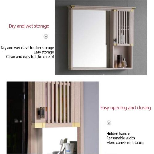  Furniture Mirror Cabinet Wall-Mounted Bathroom Cabinet Mirror Bathroom Concealed Aluminum Mirror Box Hotel Locker Vanity Mirror with Rack (Color : Brown, Size : 591070cm)