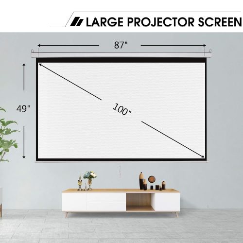  Furniture FurniTure Projector Screen 100 16:9 Manual Projector Screen Pull Down Projector Screen Home Theater Projection Screen Anti-Crease 160° Viewing Angle Support Home Theater Outdoor In
