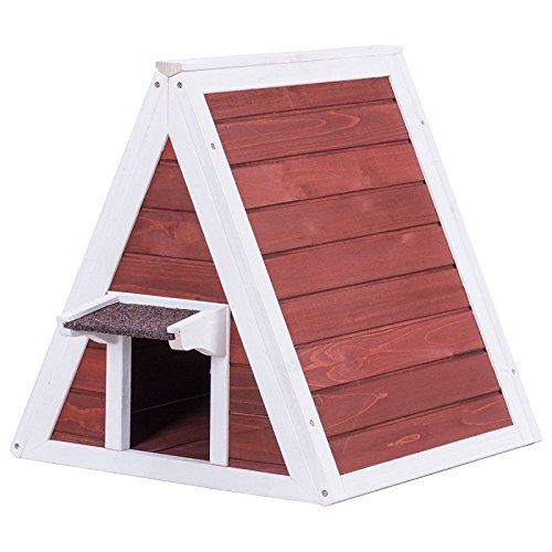  Costway Weatherproof Wooden Cat House Furniture Shelter with Eave by Sunbizpro