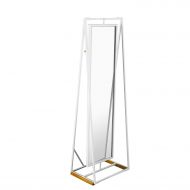 Furniture HotSpot Standing Floor Mirror - White Frame with Wood Accents - Full Length