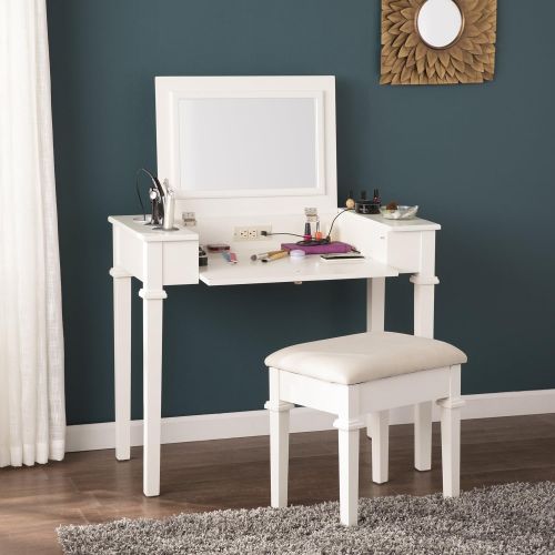  Furniture HotSpot Vanity Set w/Stool  Warm Buttercream  36 W x 18 D x 30.5 H