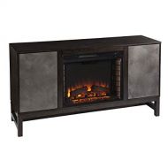 Furniture HotSpot Lannington Electric Fireplace w/Media Storage, Brown and Silver (Brick Accent Firebox)
