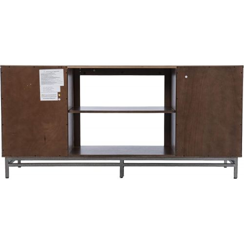  Furniture HotSpot Dibbonly Color Changing Fireplace w/ Media Storage, Brown and Matte Silver