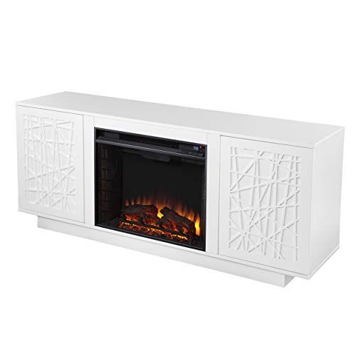  Furniture HotSpot Delgrave Electric Media Fireplace w/ Storage, White