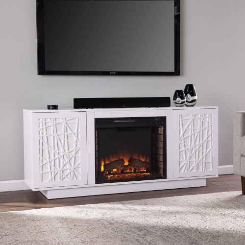  Furniture HotSpot Delgrave Electric Media Fireplace w/ Storage, White