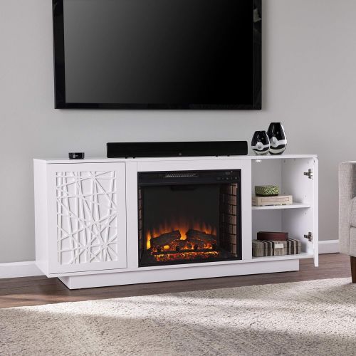  Furniture HotSpot Delgrave Electric Media Fireplace w/ Storage, White