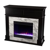 Furniture HotSpot SEI Furniture Petradale Color Changing Electric Fireplace, Black and White