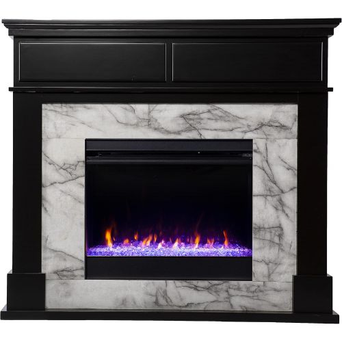  Furniture HotSpot SEI Furniture Petradale Color Changing Electric Fireplace, Black and White