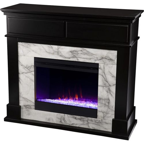  Furniture HotSpot SEI Furniture Petradale Color Changing Electric Fireplace, Black and White