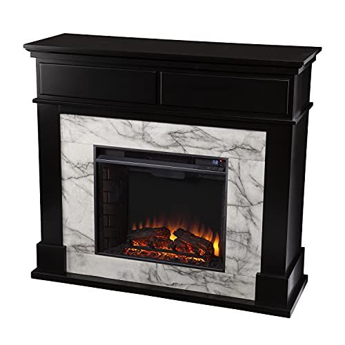  Furniture HotSpot SEI Furniture Petradale Electric Fireplace, Black and White