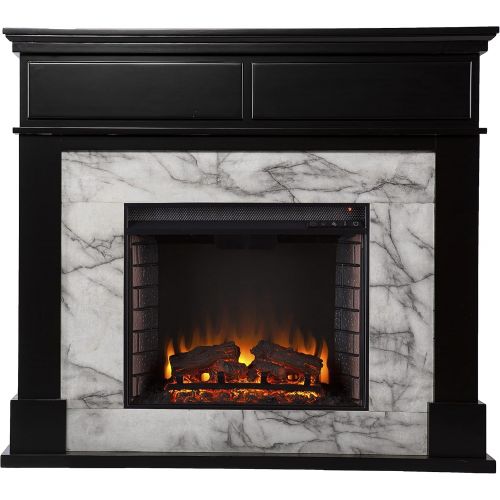  Furniture HotSpot SEI Furniture Petradale Electric Fireplace, Black and White