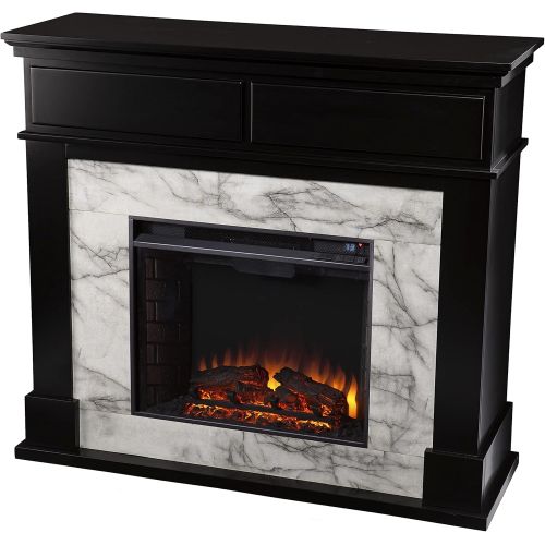  Furniture HotSpot SEI Furniture Petradale Electric Fireplace, Black and White