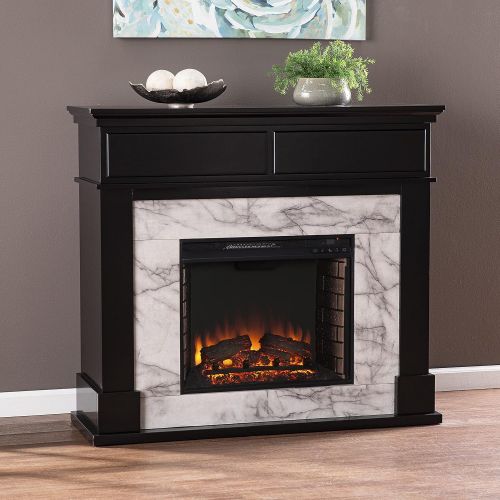  Furniture HotSpot SEI Furniture Petradale Electric Fireplace, Black and White