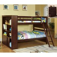 Furniture of America Multi-Functional Espresso Finish Twin Over Twin Bookshelf Bunk Bed/Chest Set