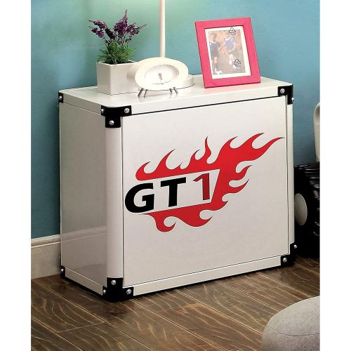  Furniture of America Jimmie White Metal Racing 2-Shelf Nightstand