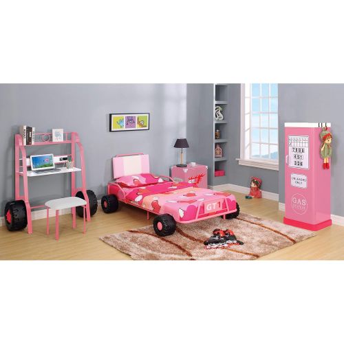  Furniture of America Jessie Pink Metal Racing 2-Shelf Nightstand