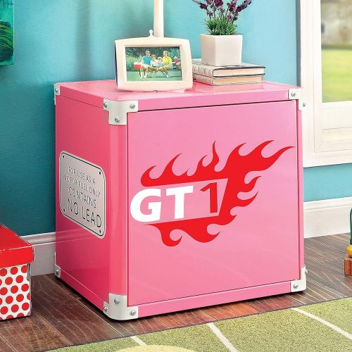  Furniture of America Jessie Pink Metal Racing 2-Shelf Nightstand