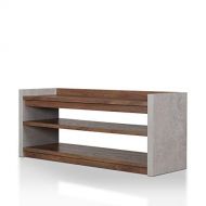 Furniture of America Keler Industrial Cement-like 2-shelf Shoe Cabinet Walnut