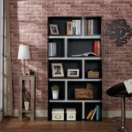 Furniture of America Bautista 10 Shelf Bookcase in Black and White