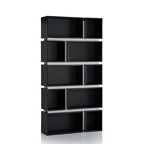  Furniture of America Bautista 10 Shelf Bookcase in Black and White