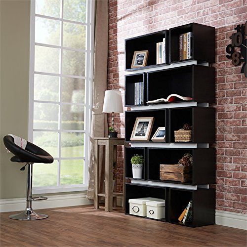  Furniture of America Bautista 10 Shelf Bookcase in Black and White