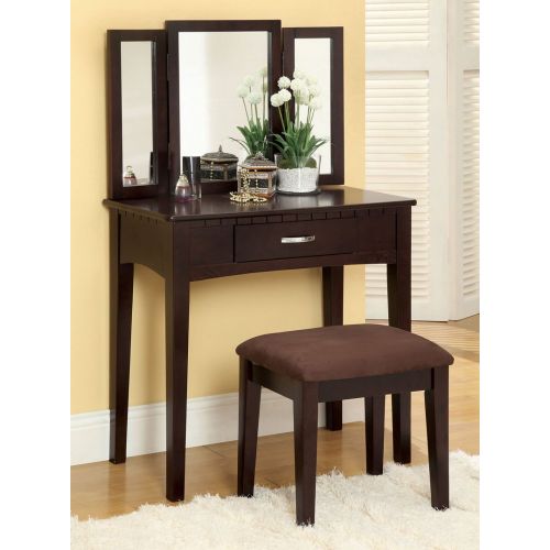  Furniture of America CM-DK6490EXP Potterville Espresso Table Vanity