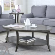 FurnitureMaxx Perth Contemporary Oval Shelf Coffee Table, Gray