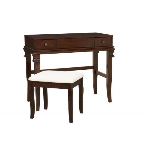  FurnitureMaxx Angela Two Piece Vanity Set in Rich Walnut Finish