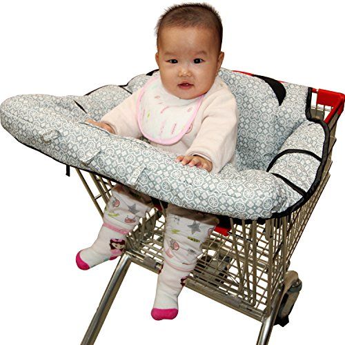  [아마존베스트]FushoP High Chair Cover for baby, Fushop 2-in-1 baby Waterproof shopping cart cover, Grocery Cart Cover with...
