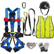 Fusion Climb Pro Backyard Zip Line Kit Harness Lanyard Trolley Carabiner Helmet Vest Glove Bundle FK-A-HLTCHVG-20, black, one size