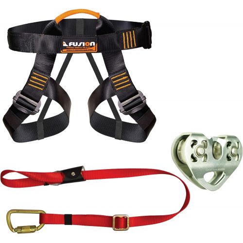  [아마존베스트]Fusion Climb Pro Backyard Zip Line Kit Harness Lanyard Trolley Bundle FK-A-HLT-01