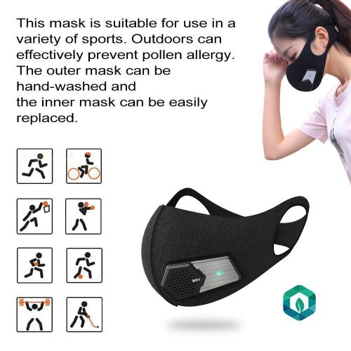  Fuster Smart Electric Mask, Mini Portable Air Purifier, Anti Pollution Mask Military Grade N95 Washable Respirator with Adjustable Straps for Exhaust Gas/Pollen Allergy / PM2.5/Running/Ou